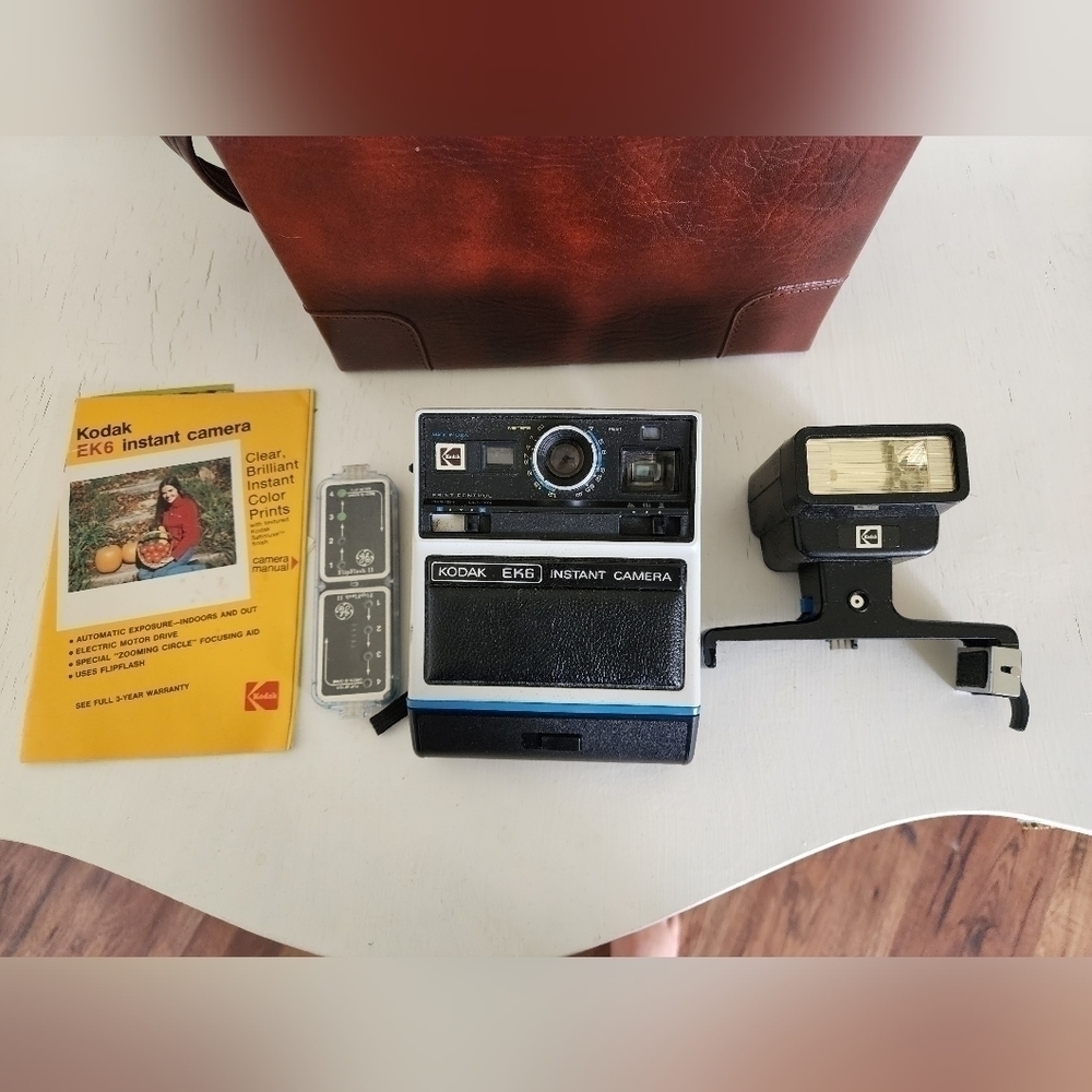 Kodak ek6 instant camera with accessories.